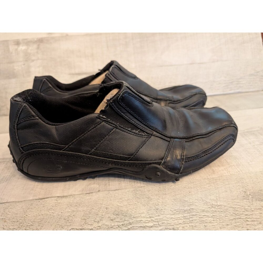 Skechers Work Mens Slip Resistant Black Leather Shoes Size 11.5